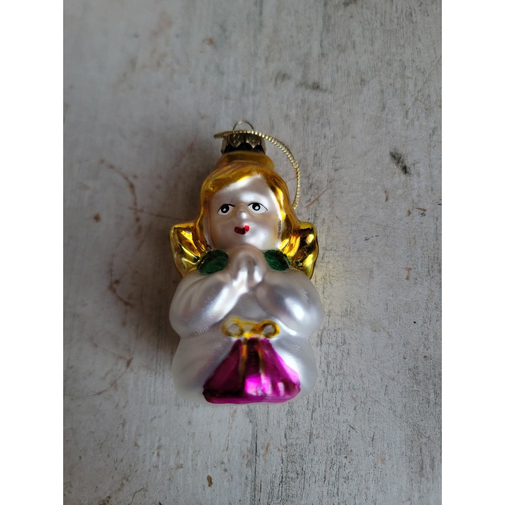Vintage glass praying Angel girl ornament Xmas religious